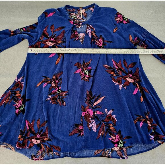 Free People Electric Orchard Blue Mini Tunic Dress S Dark Floral Fairygrunge - Picture 12 of 12